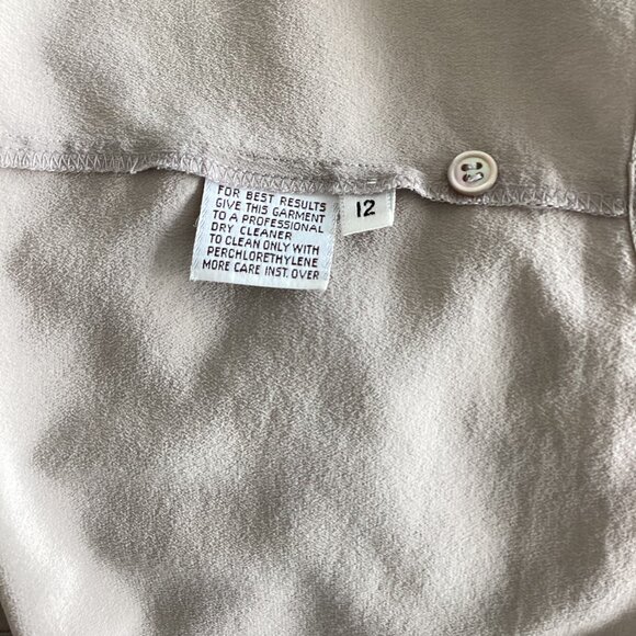 Calvin Klein Taupe Silk Button Front Blouse - Picture 6 of 7